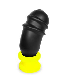Чёрно-жёлтый анальный стимулятор Cam Ring из силикона