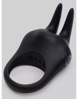 Черное эрекционное виброкольцо Sensation Rechargeable Vibrating Rabbit Love Ring