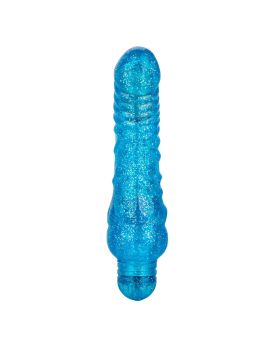 Синий вибратор-реалистик Sparkle Glitter Jack - 18,25 см.