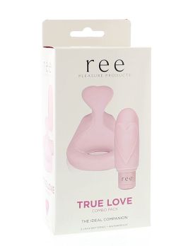 Многофункциональный розовый набор REE TRUE LOVE: вибропуля с насадкой и эрекционное кольцо