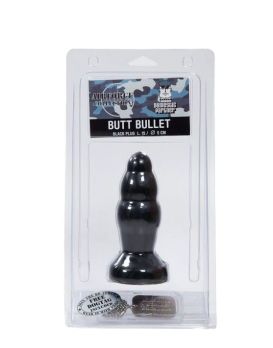 Черная рельефная анальная пробка рельефная Butt Bullet - 15 см.