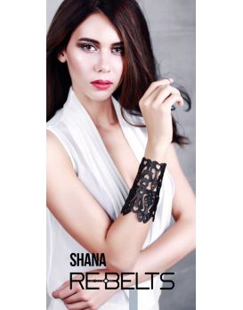 Резной широкий кожаный браслет Shana