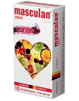 Жёлтые презервативы Masculan Ultra Tutti-Frutti с фруктовым ароматом - 10 шт.
