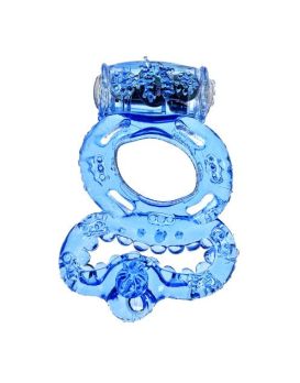 Голубое эрекционное кольцо с вибратором и подхватыванием мошонки
