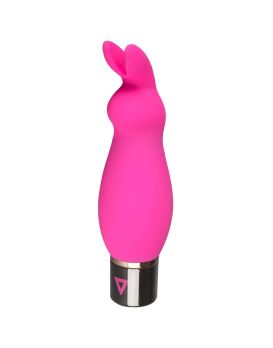 Розовый силиконовый вибратор Lil Rabbit с ушками - 13 см.