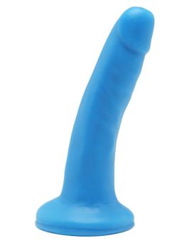 Голубой гладкий фаллоимитатор на присоске Happy Dicks Dong 6 inch - 15,2 см.