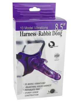 Телесный страпон 10 Mode Vibrations 8.5  Harness Rabbit Dong - 19 см.