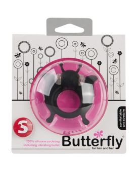 Чёрное эрекционное кольцо Butterfly с вибрацией
