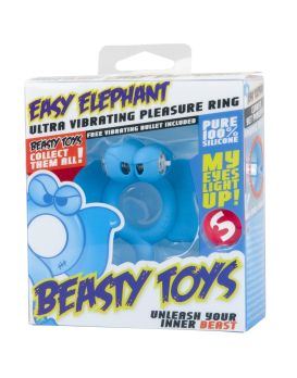 Голубое кольцо Beasty Toys Easy Elephant с вибрацией и светящимися глазами