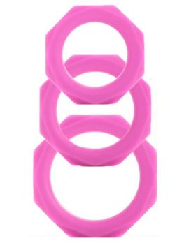 Набор розовых эрекционных колец Octagon Rings 3 sizes