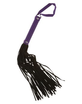 Многохвостая бархатистая чёрная плеть X-Play с фиолетовой рукоятью