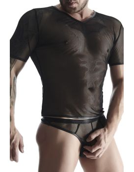 Мужская футболка из эластичной сетки с  V-образной горловиной