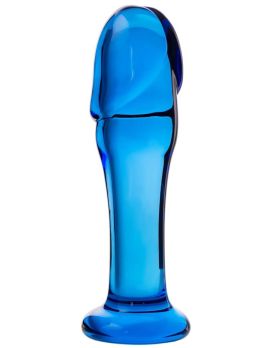 Голубая стеклянная анальная втулка - 13 см.