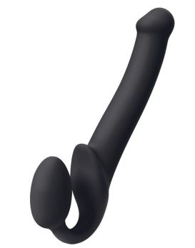 Черный безремневой страпон Silicone Bendable Strap-On L