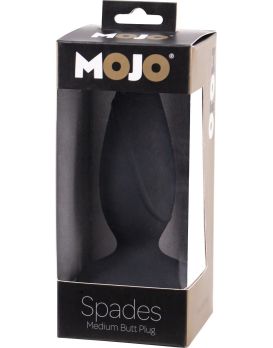 Черная анальная пробка Mojo Spades Medium Butt Plug - 10,7 см.