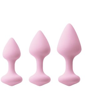 Набор из 3 нежно-розовых анальных пробок Triple Kiss Trainer Kit