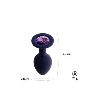 Черничная анальная пробка с фиолетовым кристаллом Gamma S - 7,2 см.