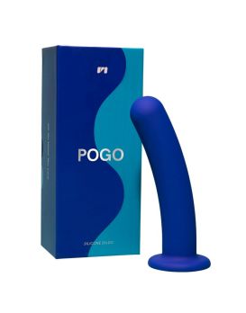 Синий гладкий фаллоимитатор-насадка Pogo - 15,5 см.