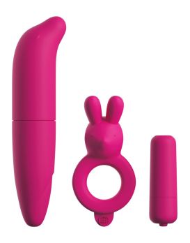 Ярко-розовый вибронабор для пар Couples Vibrating Starter Kit