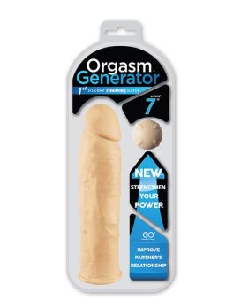 Телесная силиконовая насадка на пенис с вибрацией ORGASM GENERATOR 7 SLEEVE VIBRATING - 17 см.