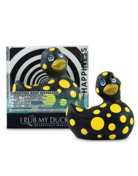 Черный вибратор-уточка I Rub My Duckie 2.0 Happiness в жёлтый горох