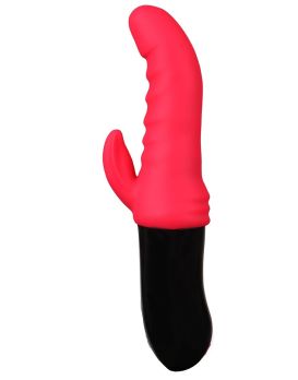 Красный вибростимулятор-кролик Ribbed Punch - 23,7 см.