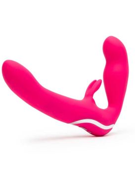 Ярко-розовый безремневой страпон Rechargeable Vibrating Strapless Strap-On