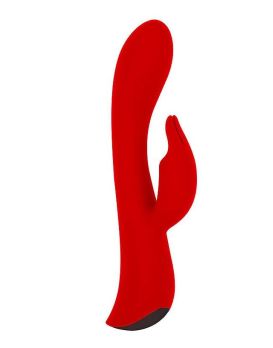 Красный вибромассажер-кролик 5  Silicone Bunny Love - 19,1 см.