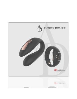 Черно-золотой вибратор для пар с пультом-часами Anne s Desire Dual Pleasure Vibe