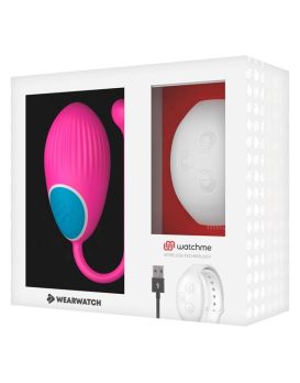 Розовое виброяйцо с белым пультом-часами Wearwatch Egg Wireless Watchme