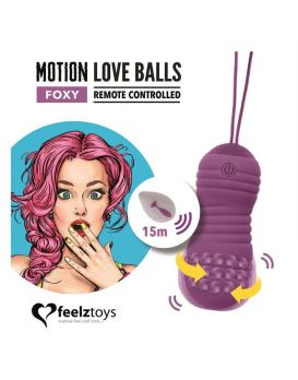 Фиолетовые вагинальные шарики с вращением бусин Remote Controlled Motion Love Balls Foxy