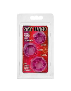 Три фиолетовых эрекционных кольца разного диаметра STAY HARD