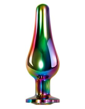 Радужная анальная пробка Rainbow Metal Plug Small - 9,4 см.