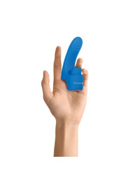 Синяя вибронасадка на палец с подвижным язычком Flick It