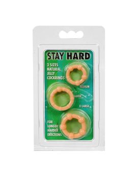 Три телесных эрекционных кольца разного диаметра STAY HARD