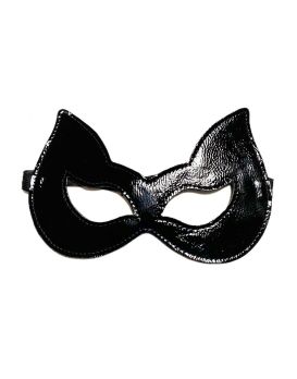 Черная лаковая маска с ушками из эко-кожи