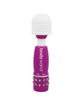 Фиолетово-белый жезловый мини-вибратор с кристаллами Mini Massager Neon Edition