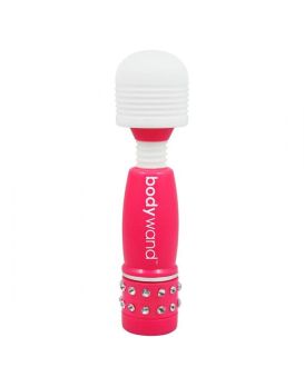 Розово-белый жезловый мини-вибратор с кристаллами Mini Massager Neon Edition