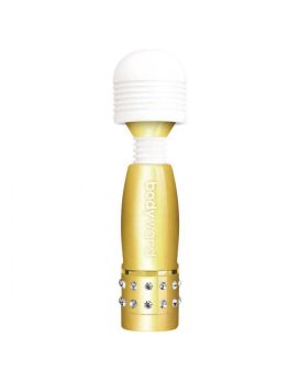 Золотистый жезловый мини-вибратор с кристаллами Mini Massager Gold Edition