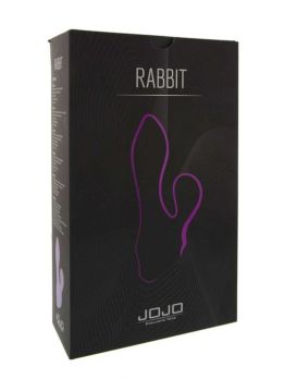Фиолетовый мини-вибратор с клиторальным стимулятором JOJO  Rabbit - 11 см.