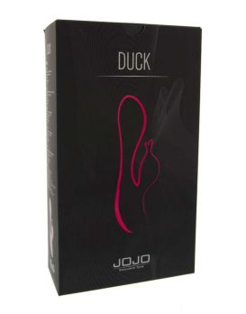 Розовый вибратор с клиторальным стимулятором-уточкой JOJO Duck - 12 см.