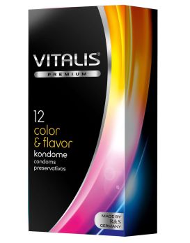 Цветные ароматизированные презервативы VITALIS premium №12 Color   flavor - 12 шт.