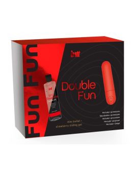 Подарочный набор Double Fun: перезаряжаемая вибропуля и гель на водной основе
