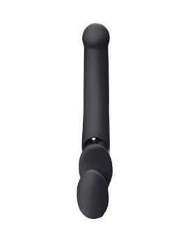 Черный безремневой вибрострапон Silicone Bendable Strap-On - size XL