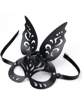 Черная ажурная маска  Зайка  с ушками