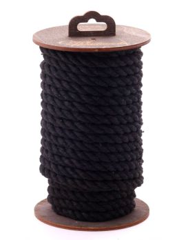 Черная хлопковая веревка для бондажа на катушке - 20 м.