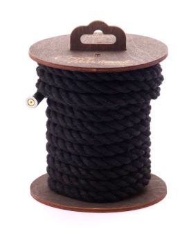 Черная хлопковая веревка для бондажа на катушке - 5 м.