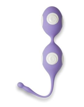 Фиолетовые вагинальные шарики K-Balls Textured + спрей для интимной гигиены в подарок