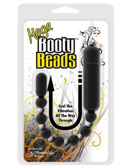 Чёрная анальная виброцепочка Mega Booty Beads - 30,5 см.