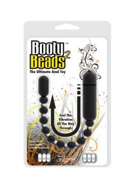 Чёрная анальная виброцепочка Booty Beads - 24 см.